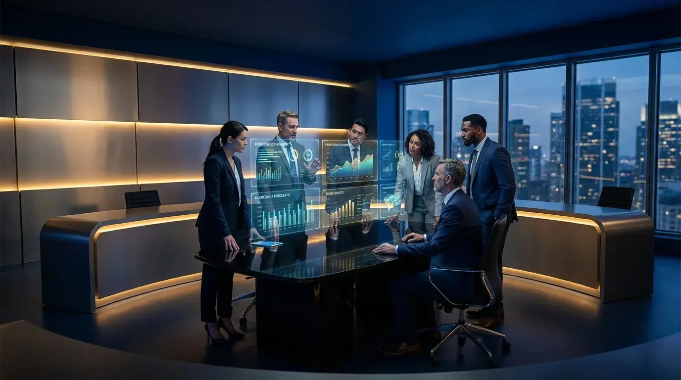 Illustration of agentic AI monitoring a Workday headcount plan