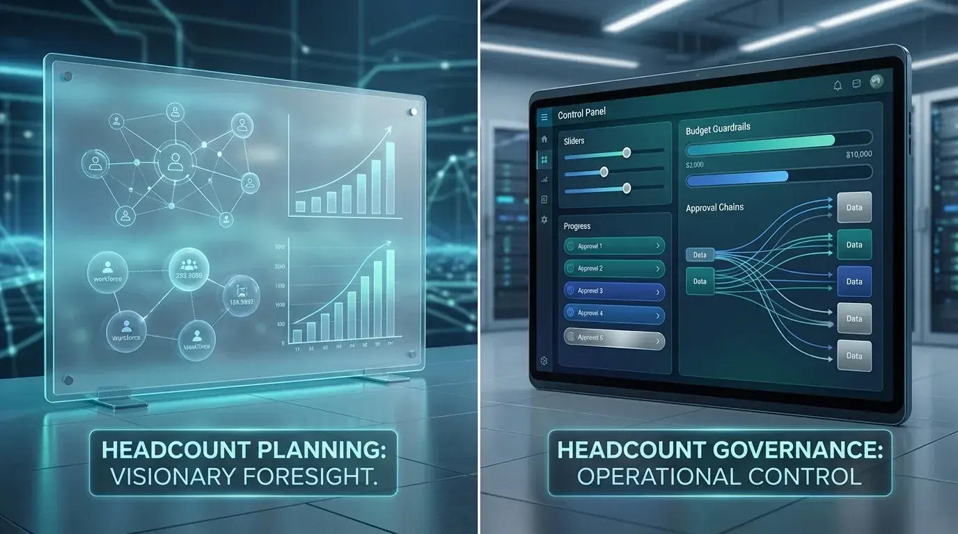 Headcount governance and headcount planning shown as two connected layers